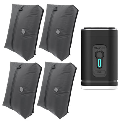 Pack Familia AeroZipper: cuatro bolsas de compresión grises y bomba eléctrica