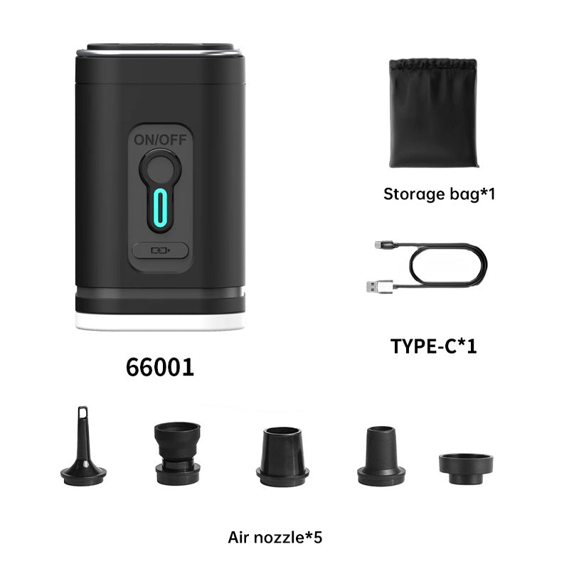 Bomba eléctrica con cable USB-C, funda y cinco boquillas